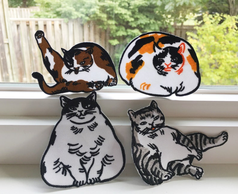 Cat patchescats giftcatemborderypatchfabriccat Etsy