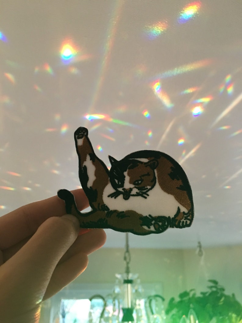 Cat patchescats giftcatemborderypatchfabriccat Etsy