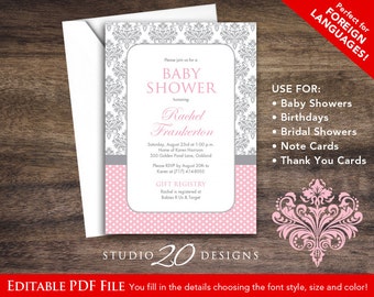 damask invitations etsy