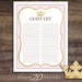 Instant Download Pink Princess Guest List Printable Glitter | Etsy