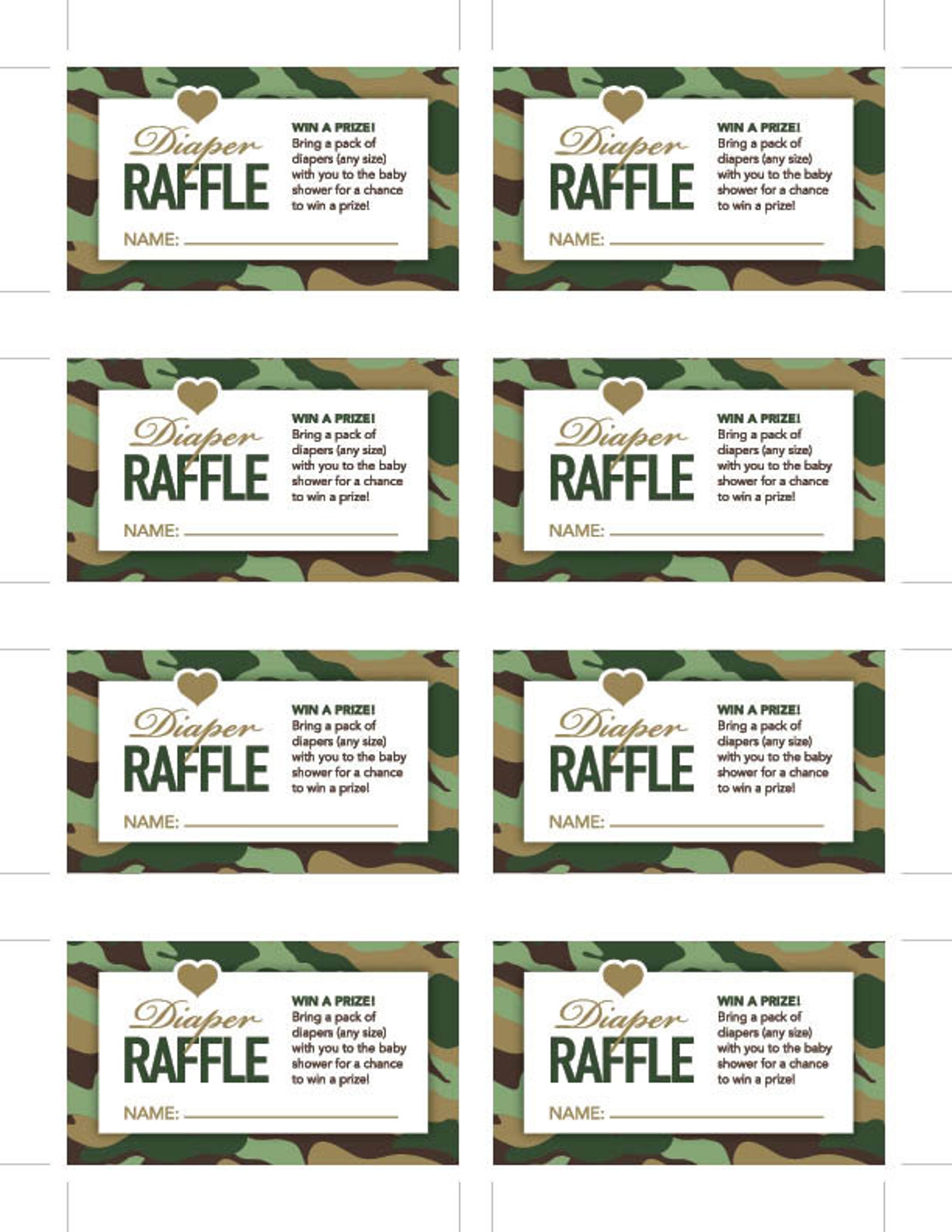 Instant Download Green Camo Baby Shower Games, Printable Camouflage ...
