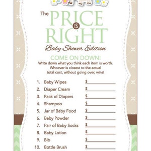 Instant Download Mint Lamb Baby Shower Games Pack, Printable Gender Neutral Sheep Bingo Cards, Price Is Right, Wishes, Diaper Raffle 39C image 2