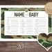 Instant Download Camo Baby Shower Name That Baby Game, Printable Green ...