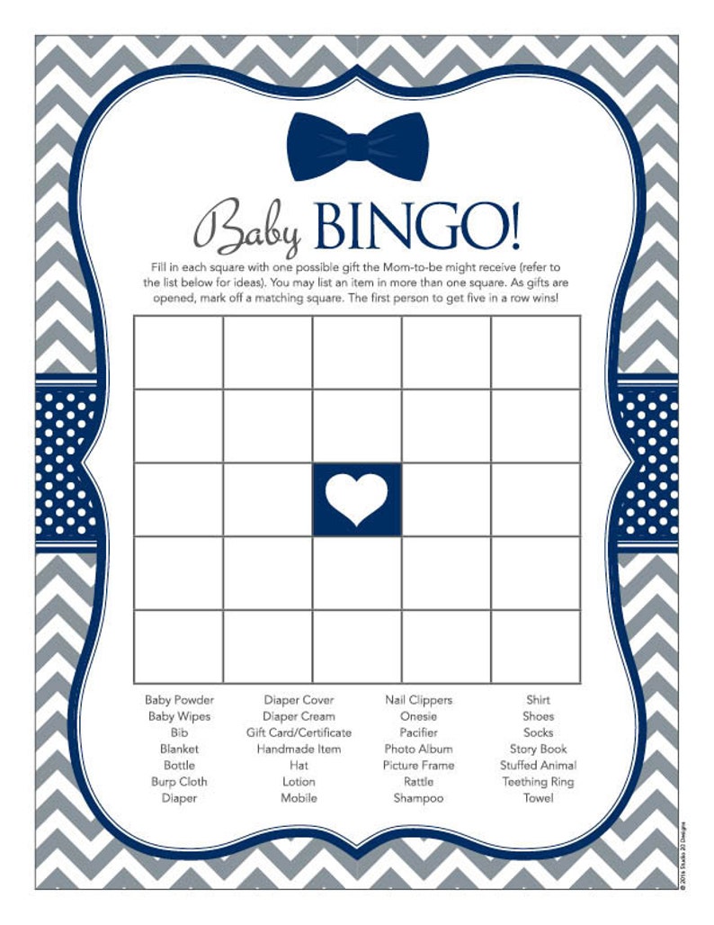 Instant Download Bow Tie Baby Shower Games Pack Printable | Etsy