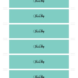 Instant Download Aqua Napkin Rings, Printable Aqua White Bow Baby Shower Napkin Wraparounds, Gender Neutral Napkin Rings 53A image 3