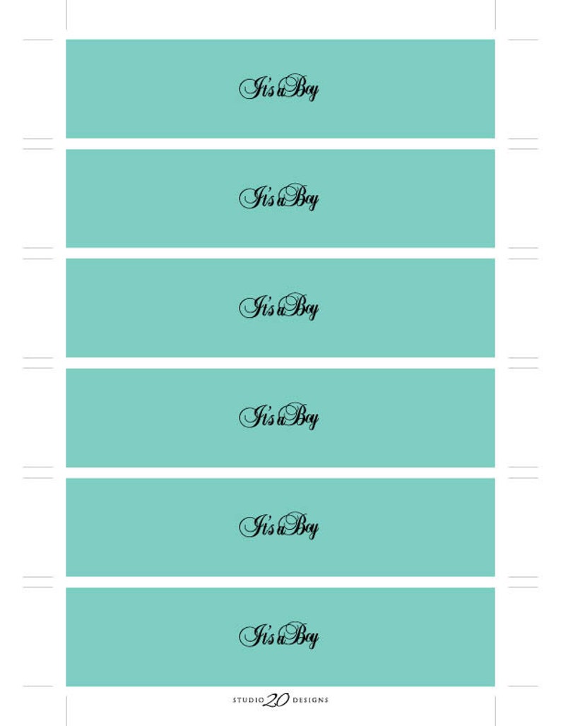 Instant Download Aqua Napkin Rings, Printable Aqua White Bow Baby Shower Napkin Wraparounds, Gender Neutral Napkin Rings 53A image 3