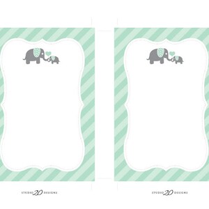 Instant Download Mint Elephant Baby Shower Invitations Editable Pdf, DIY 4x6 Printable Baby Shower Elephant Invites, AUTOFILL enabled 22H image 2