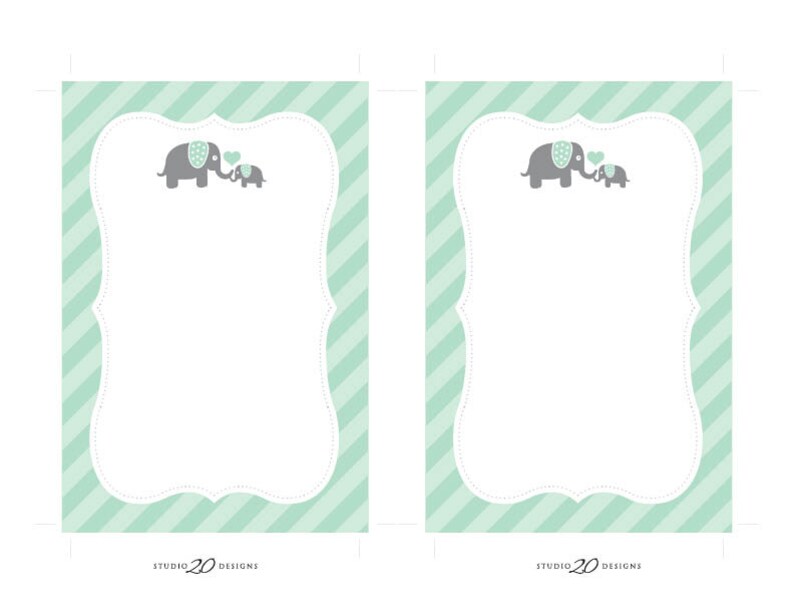 Instant Download Mint Elephant Baby Shower Invitations Editable Pdf, DIY 4x6 Printable Baby Shower Elephant Invites, AUTOFILL enabled 22H image 2