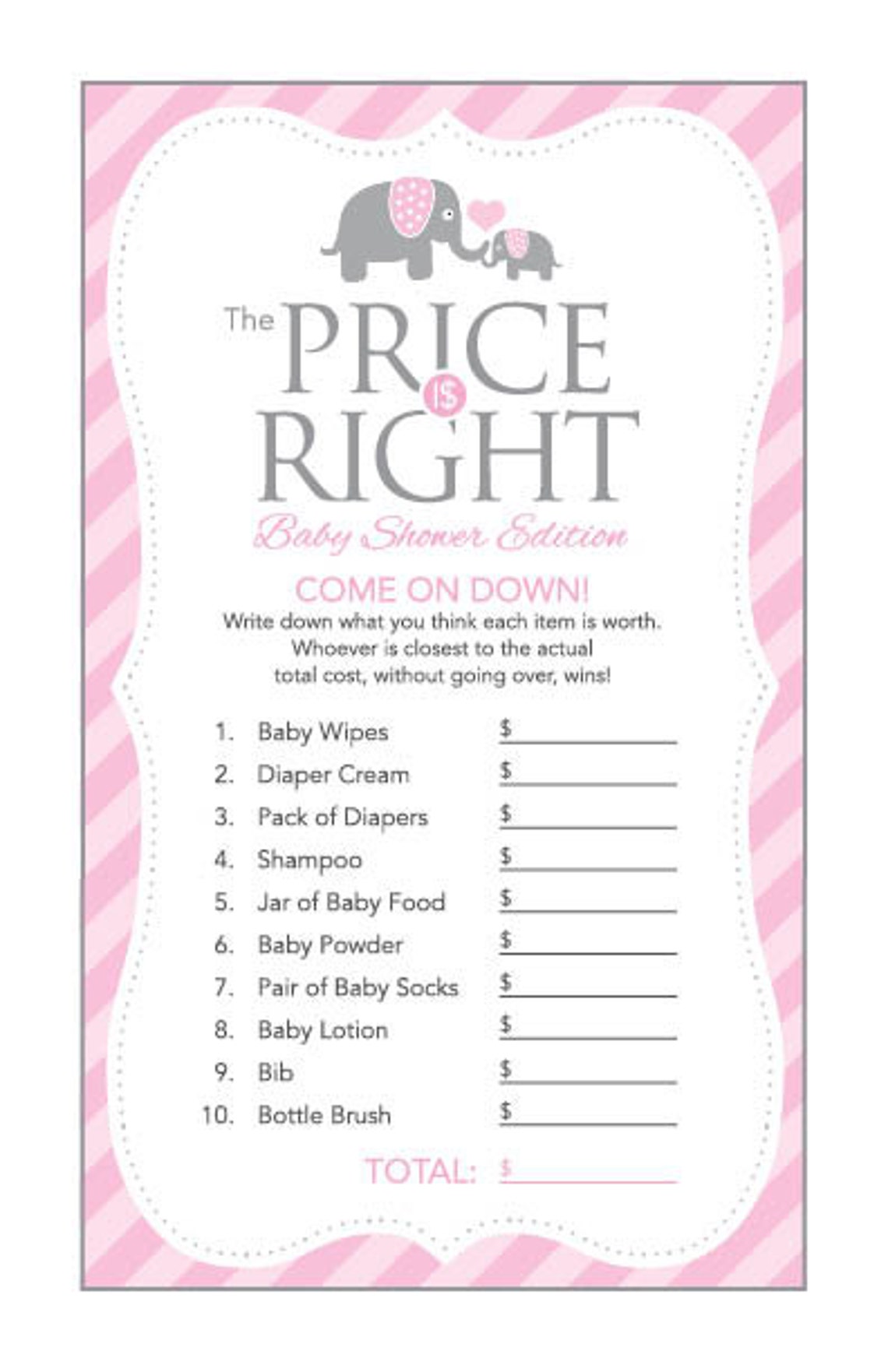 Instant Download Pink Elephant Baby Shower Games for Girl the Etsy
