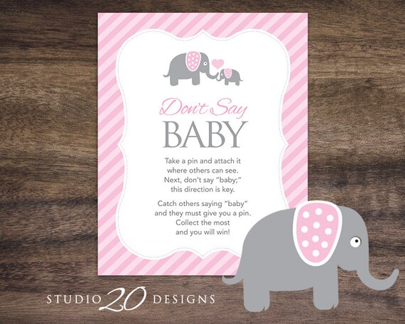 Instant Download Pink Elephant Don't Say Baby Sign 8x10 | Etsy