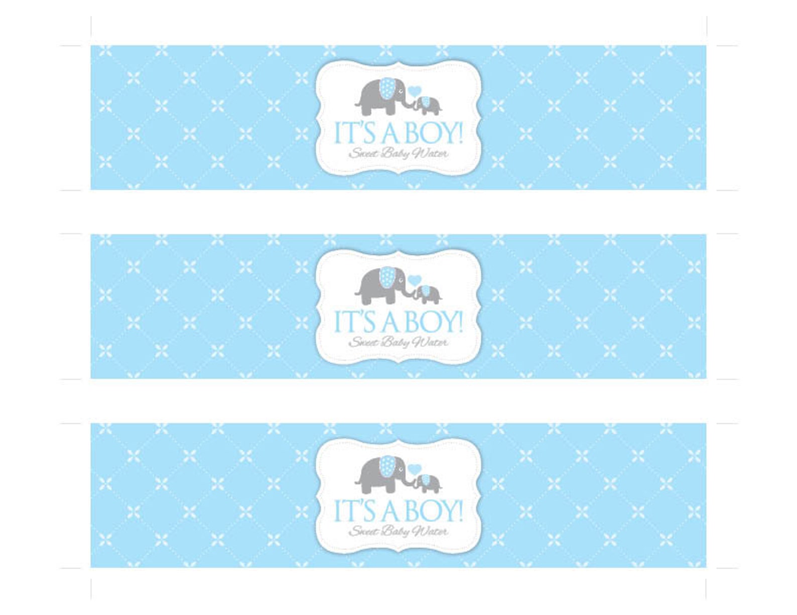 Instant Download Blue Elephant Water Bottle Labels Printable - Etsy