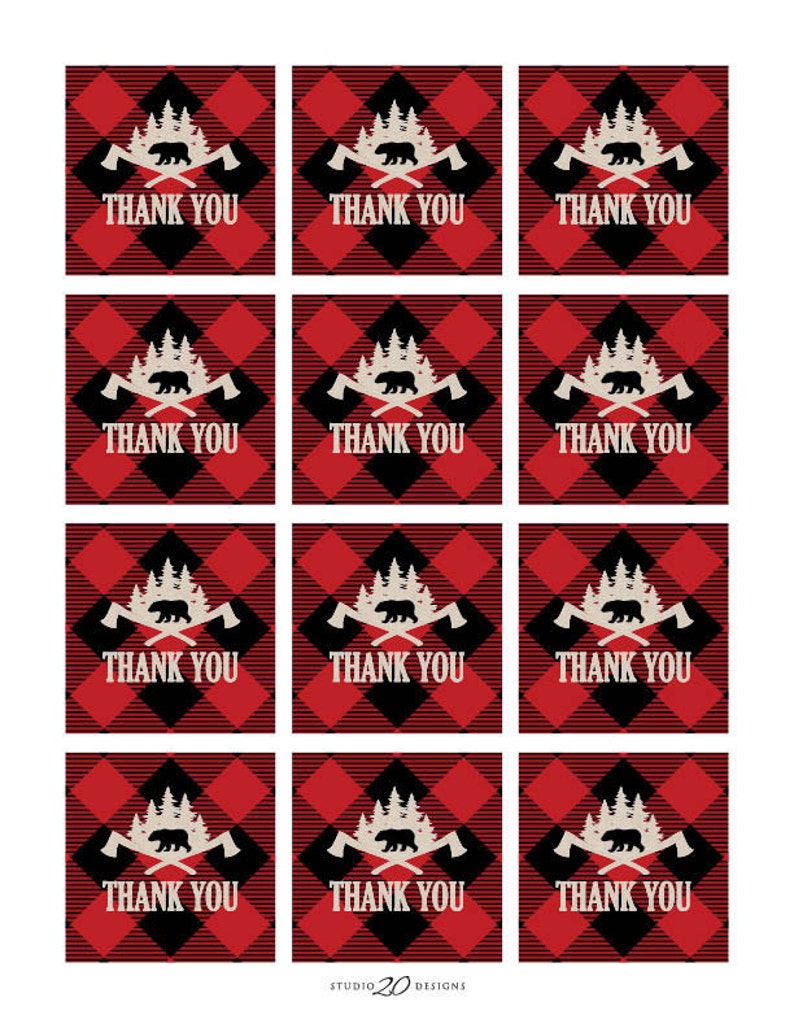 Instant Download Buffalo Plaid Thank You Tags Printable Black - Etsy