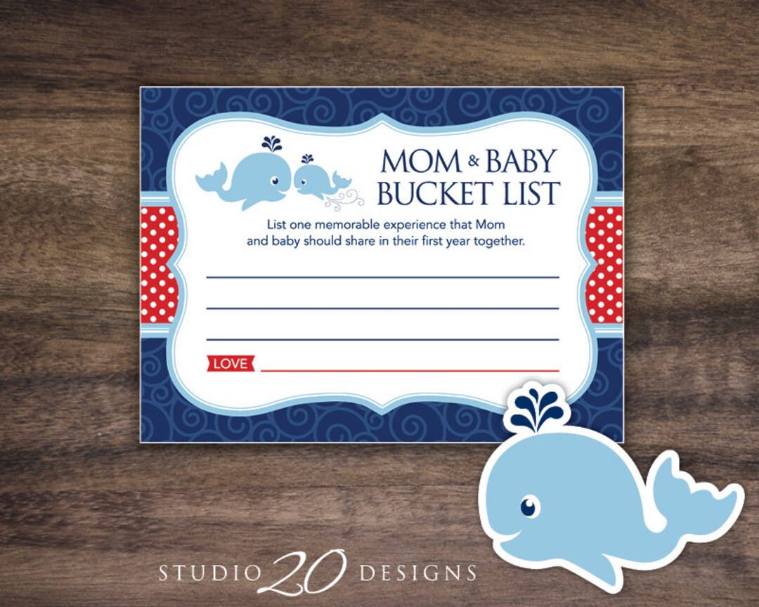 Instant Download Baby Bucket List Cards, Printable Whale First Year ...