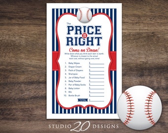 Instant Download Baseball The Price Is Right Game, Blue Red Baseball Baby Shower Games, Printable Baseball Theme Price Is Right 68A