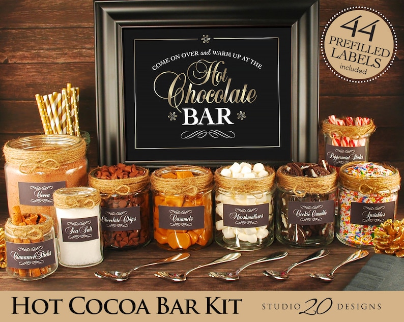Instant Download Winter Hot Chocolate Bar Kit Printable Gold image 0