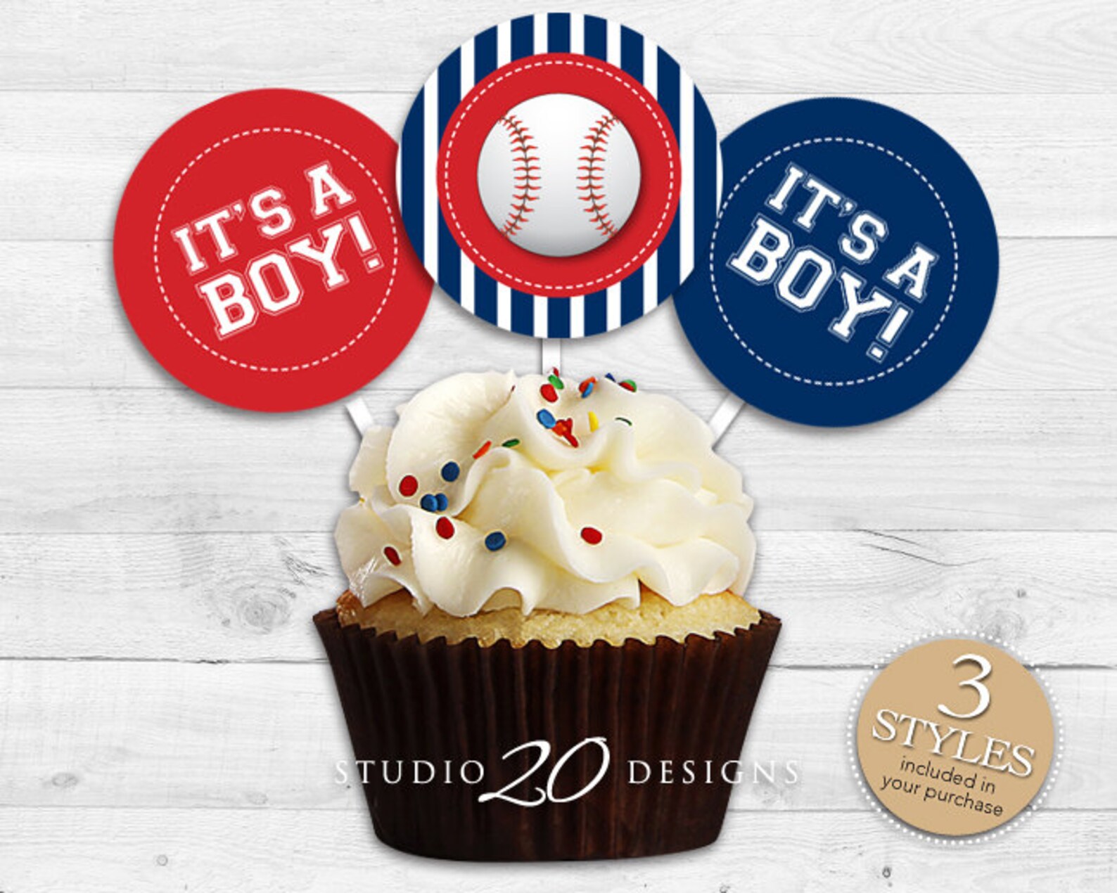 Baseball Cupcake Toppers 2 Baseball Baby Shower Cupcake Etsy