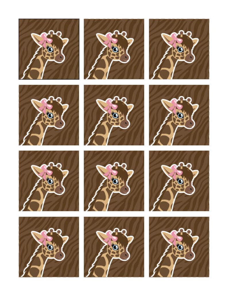 Instant Download Pink Giraffe Cupcake Toppers 2 Giraffe - Etsy New Zealand