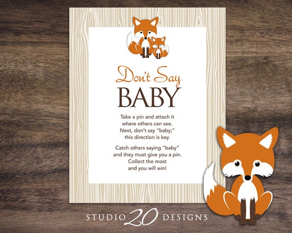 Buy Instant Download Orange Fox Don'T Say Baby Sign, 8x10 Boy.