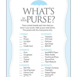 Instant Download Blue Umbrella What's in Your Purse Baby - Etsy