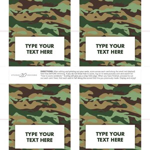 Instant Download Green Camo Food Labels, DIY Editable Food Labels ...