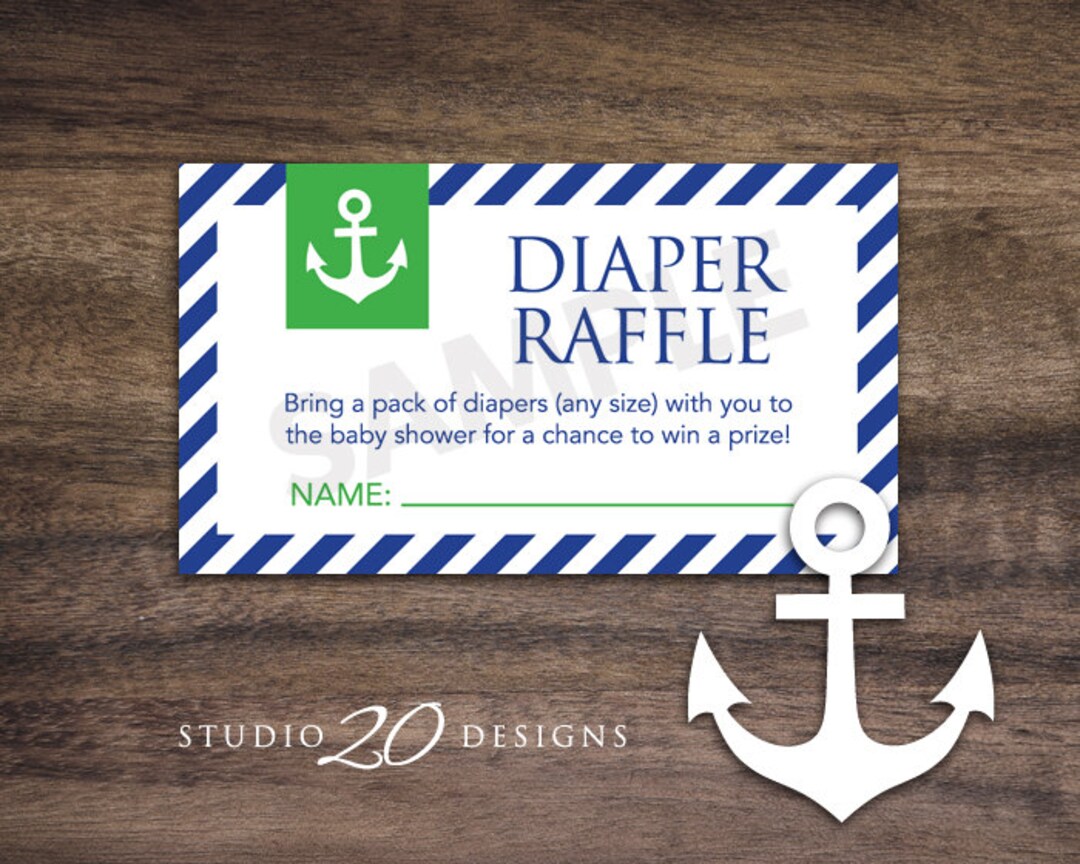 Instant Download Anchor Baby Shower Diaper Raffle Cards, Printable ...