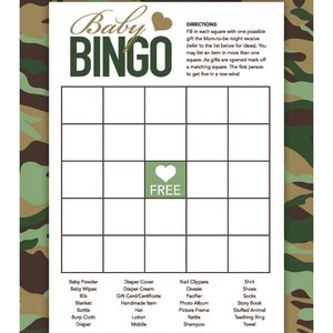Instant Download Green Camo Baby Shower Games, Printable Camouflage ...