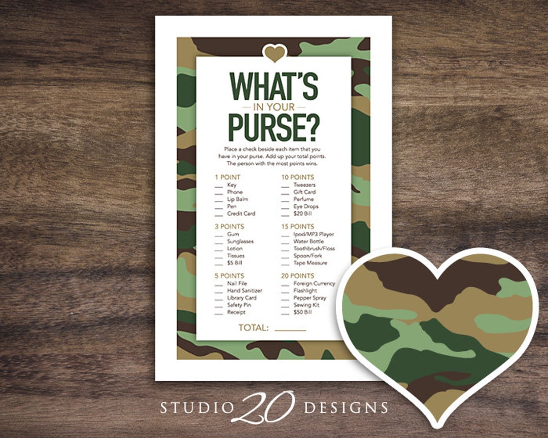 Instant Download Green Camo Baby Shower Games, Printable Camouflage ...