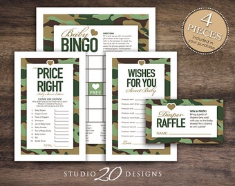 Instant Download Green Camo Baby Shower Games Printable | Etsy