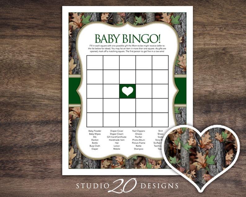 Instant Download Camo Baby Shower Bingo Game Printable Green - Etsy