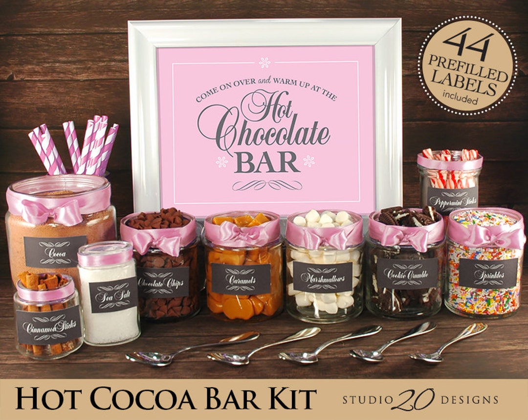 Instant Download Pink Hot Chocolate Bar Kit, Printable Baby Pink Hot