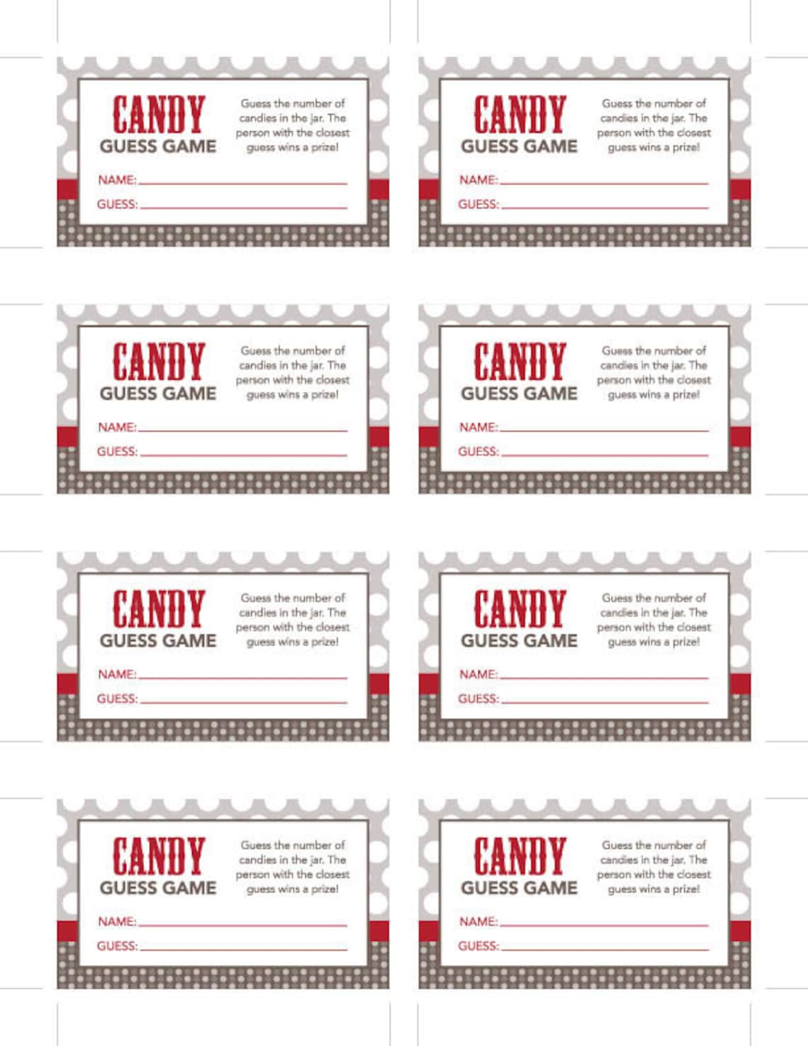 Instant Download Sock Monkey Baby Shower Games Candy Guessing - Etsy