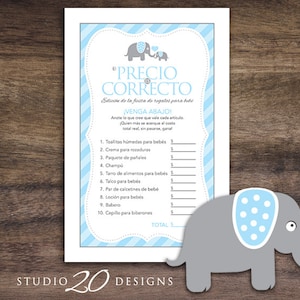 Instant Download Spanish Blue Elephant Baby Shower The Price Is Right Game, Printable Spanish Baby Shower Game El Precio Es Correctio #22Csp