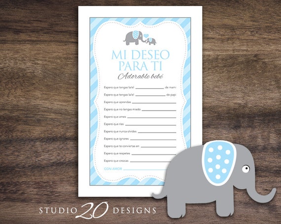 Instant Download Spanish Blue Elephant Theme Baby Shower Etsy