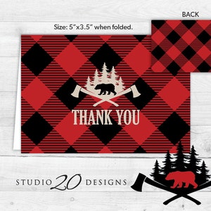 Instant Download Buffalo Plaid Thank You Card, Folded Black Red ...