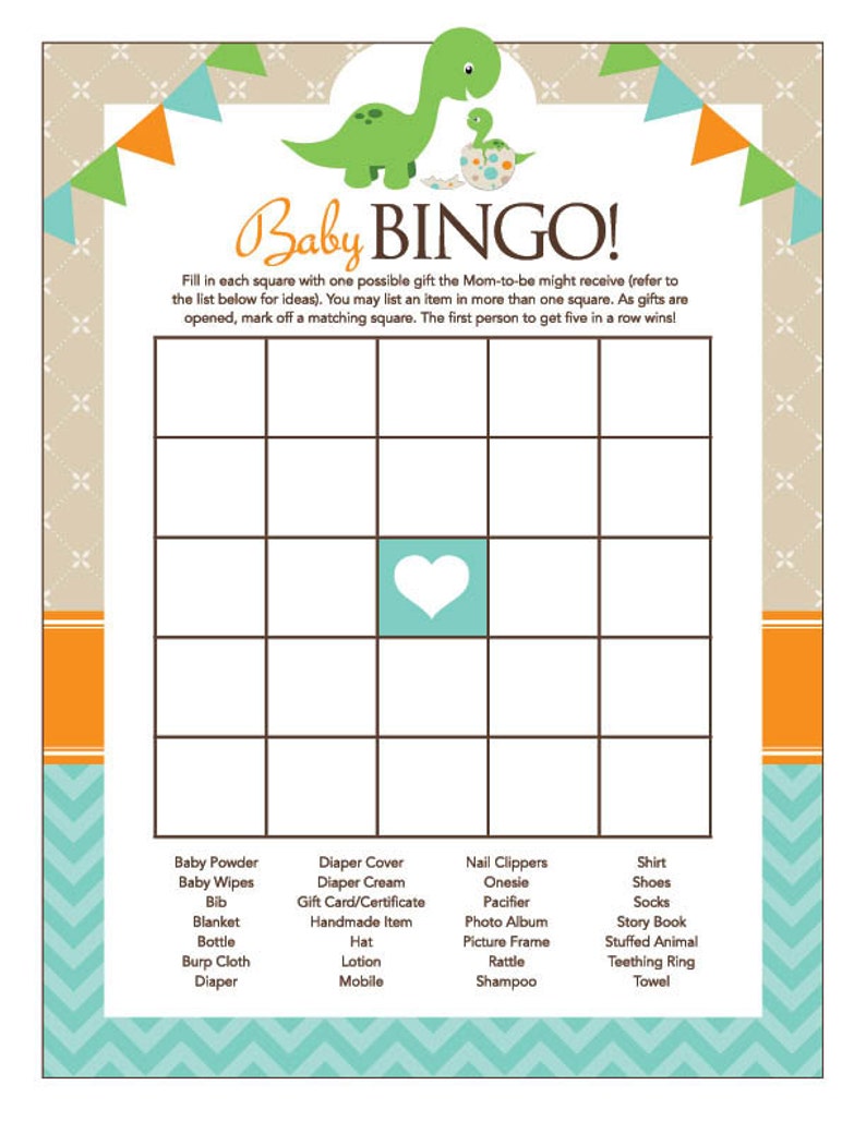 instant download dinosaur baby shower bingo game printable etsy