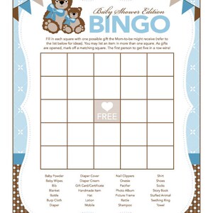 Instant Download Blue Teddy Bear Baby Shower Games Pack, Printable Boy ...