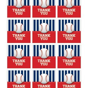 Instant Download Baseball Thank You Tags, Blue Red Baseball Printable ...