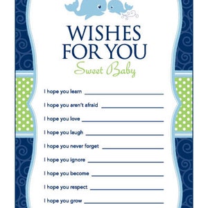 Instant Download Whale Wishes for Baby Boy, Blue Green Whale Baby ...