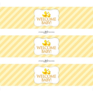Instant Download Rubber Duckie Water Bottle Labels, Printable Duck Baby ...