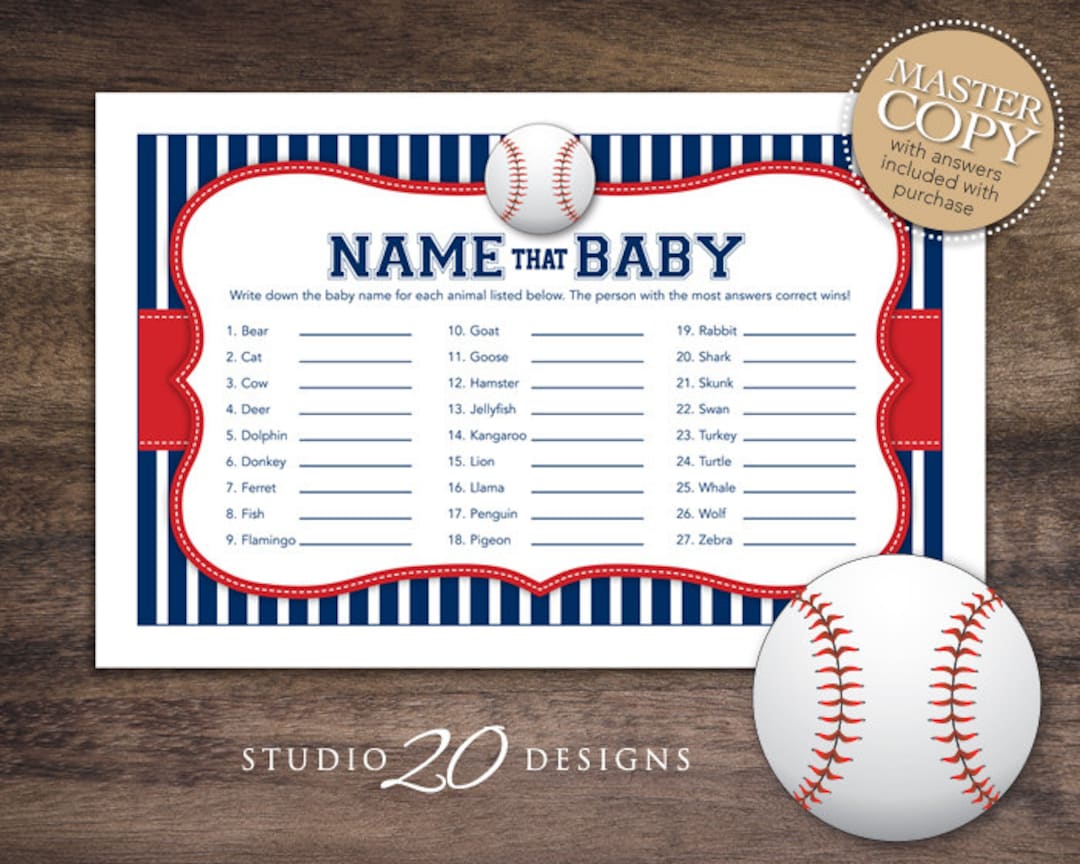 Instant Download Baseball Name That Baby Game, Blue Red Baseball Baby ...