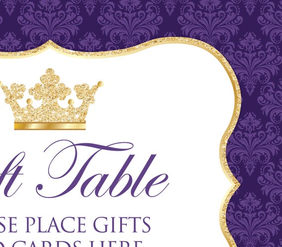 Instant Download Royal Purple Gold Prince Baby Shower Signs - Etsy