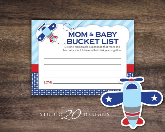 Instant Download Baby Bucket List Cards Printable Red Blue | Etsy