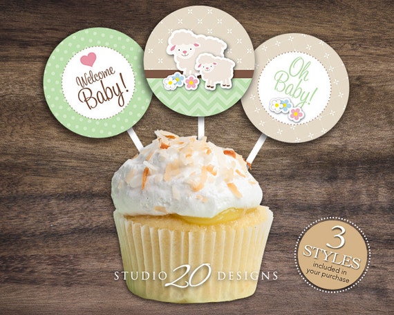 Instant Download 2 Mint Green Lamb Cupcake Toppers Etsy