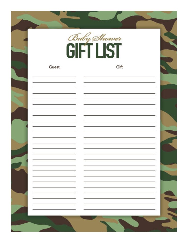 Instant Download Green Camo Baby Shower Games Printable - Etsy