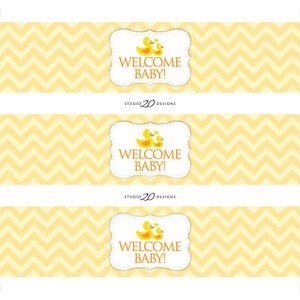 Instant Download Rubber Duckie Water Bottle Labels, Printable Duck Baby ...