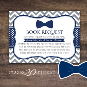 Téléchargement instantané Bow Tie Book Request, Blue Grey Little Man Book in Place of Card, Navy Grey Bowtie Baby Shower Games, One Small Request 79E