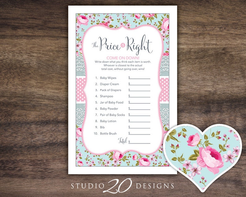 Instant Download Shabby Chic Price Is Right Game Blue Pink Etsy Instant Download Shabby Chic Price Is Right Game Blue Pink Etsy