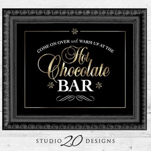 Instant Download Winter Hot Chocolate Bar Kit, Printable Gold Black Hot Cocoa Bar Kit for Wedding, Shower or Birthday Party 20A image 4