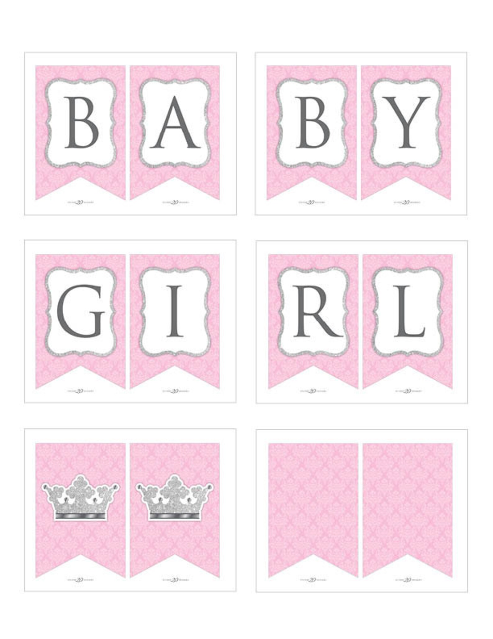 Instant Download Silver Pink Princess Baby Shower Banner Girl - Etsy