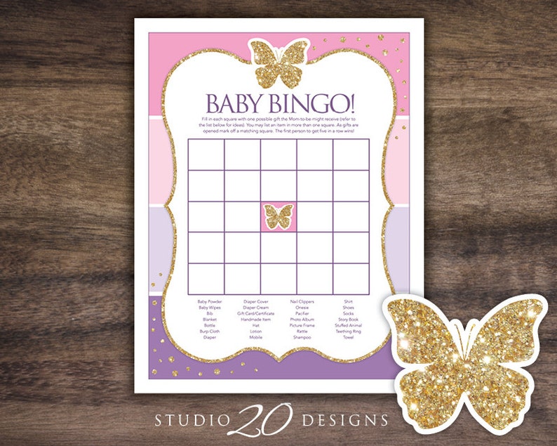 Instant Download Pink Purple Butterfly Baby Shower Games Etsy
